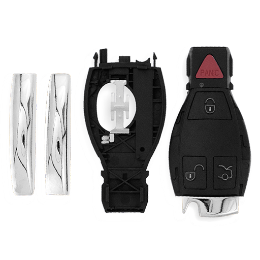 For Mercedes-Benz  4-Button  Chrome Housing    ( Triangle Panic Button) Smart Keys Shells