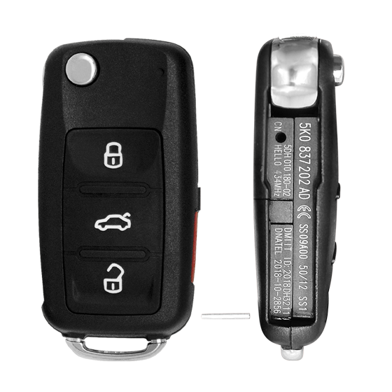 Metallo PREMIUM For Volkswagen 2010-2016  4-Button NBG010180T  w/Trunk  (Back screw)  Flip key Shells  (T)